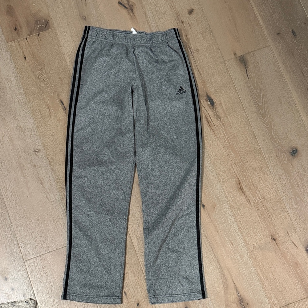 Adidas Gray Joggers with Black Stripes